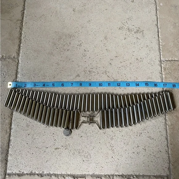 Rare Vintage YSL Yves Saint Laurent Metal Disco Bullet Chain Belt Signed - Picture 3 of 5